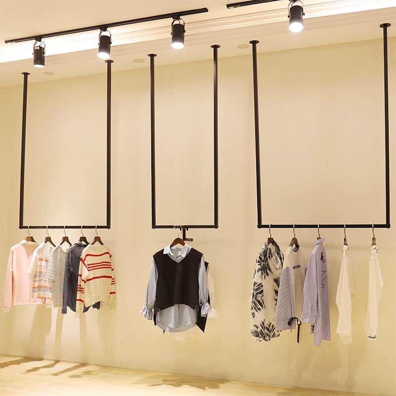 欧式简约服装挂展示架服店墙吊无品牌/顶衣架多功能创装意上铁艺