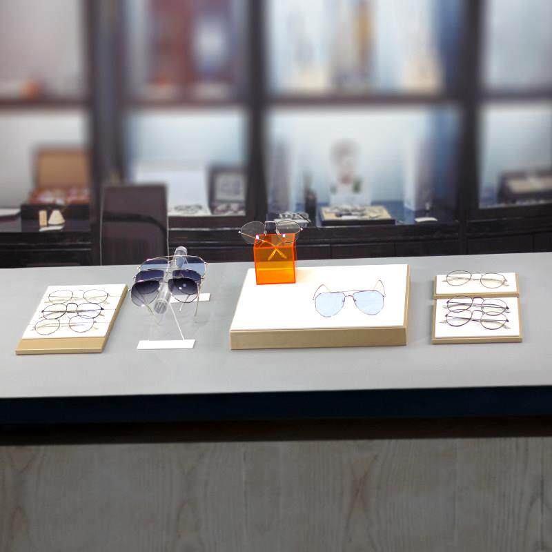 眼镜店柜台展示架矮柜中岛皮革新托 托盘太阳眼镜太阳眼镜陈列装