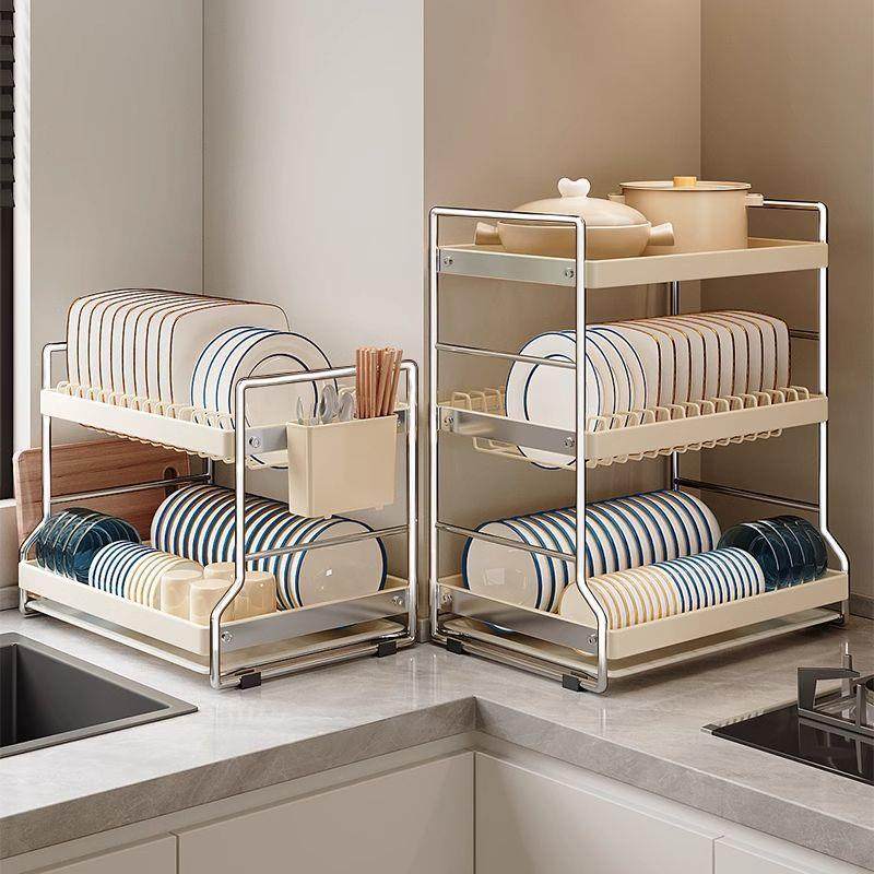 厨房碗碟收纳架家用2025新款多功能台面碗盘架防锈沥水置物架餐具
