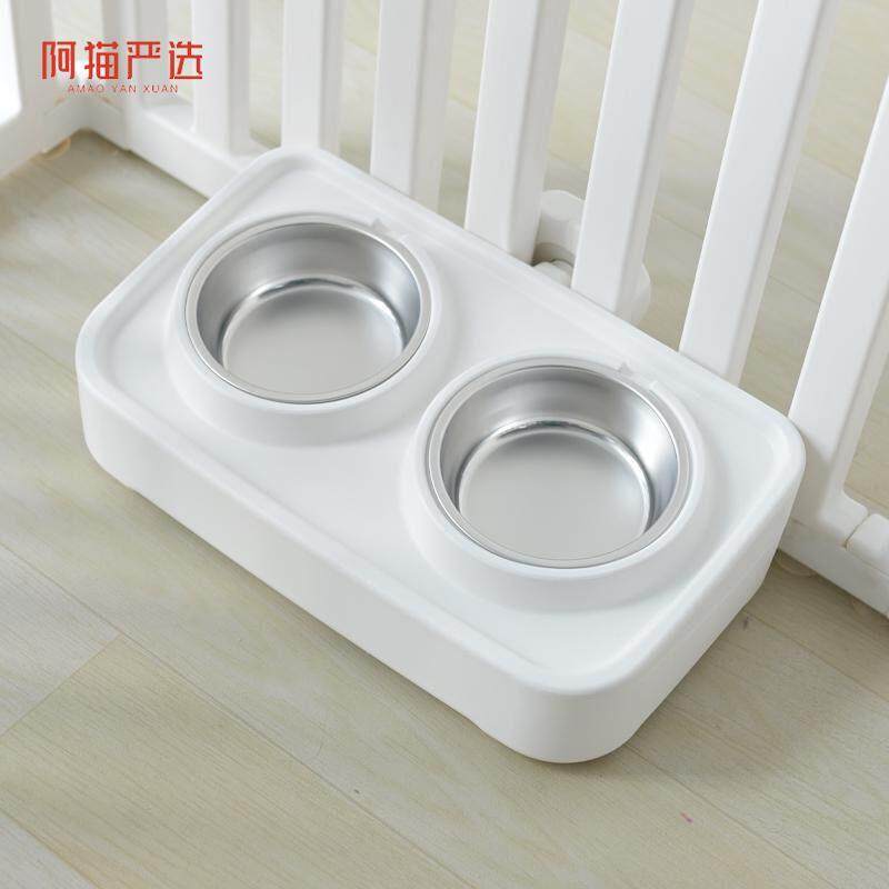 狗食盆喂食碗饭碗饮水双碗斜口狗狗碗猫咪喝水碗加固防打翻不移动
