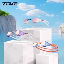 洲克无胶圈泳镜zoke男女通用高清防水防雾青少年专业比赛竞速泳镜