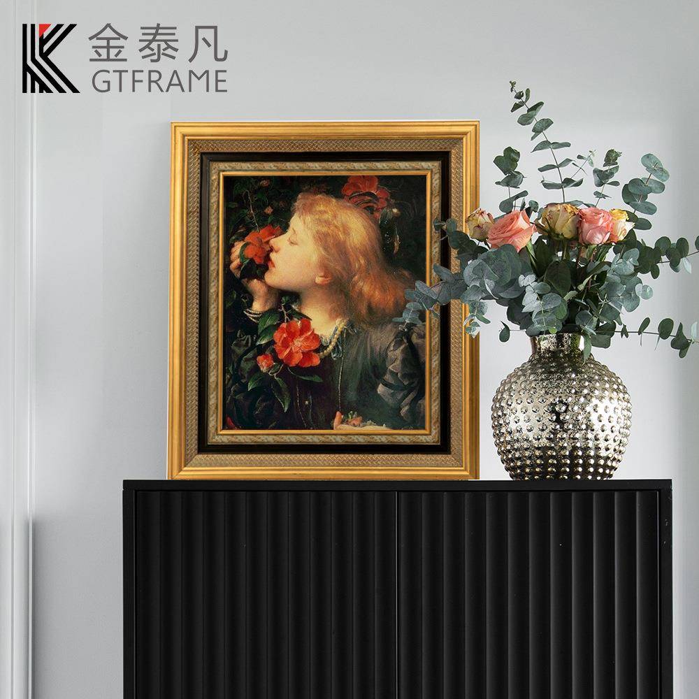 轻奢古典G11689印花画框框廊艺术油画挂件复古实木印框花画边线条