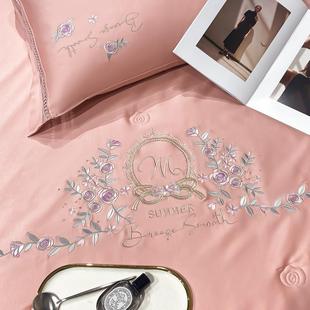 20GOI24新款 风吹半夏单夏2m0020cX风被吹 水洗真丝刺绣夏被四件套