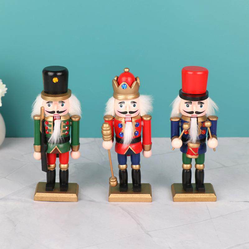 跨境现货3件套胡桃夹子木偶士兵圣诞装饰挂件核桃人工艺品摆件
