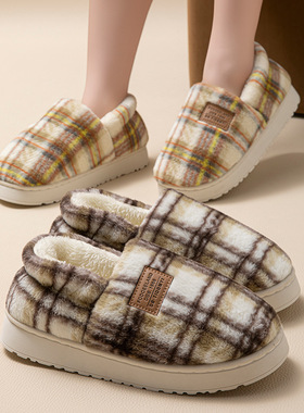 情侣棉拖鞋包跟女士冬季居家用室内保暖鞋秋冬天厚底月子毛拖鞋男