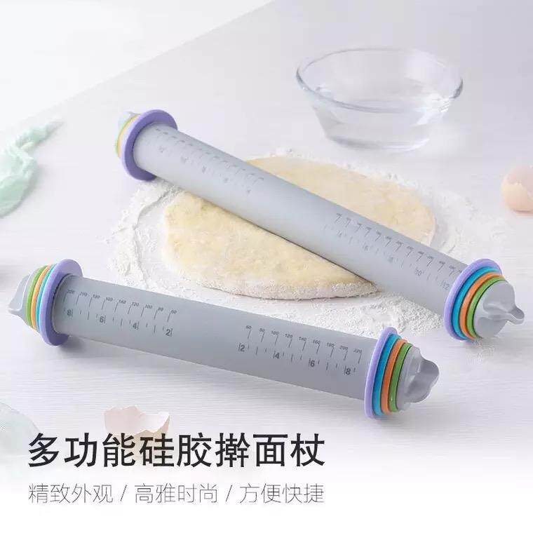 硅胶可调节厚度的擀面棍面粉擀面杖硅胶面粉棍大小号饺子擀皮神器