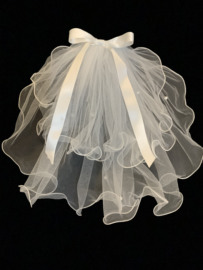 儿童白色短款新娘婚纱珍珠头纱双层摄影道具亲子照公主小头纱头饰