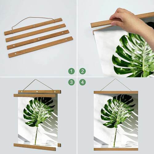 1PC Magnetic Wooden Picture Poster Hanger Frames Photos Wall