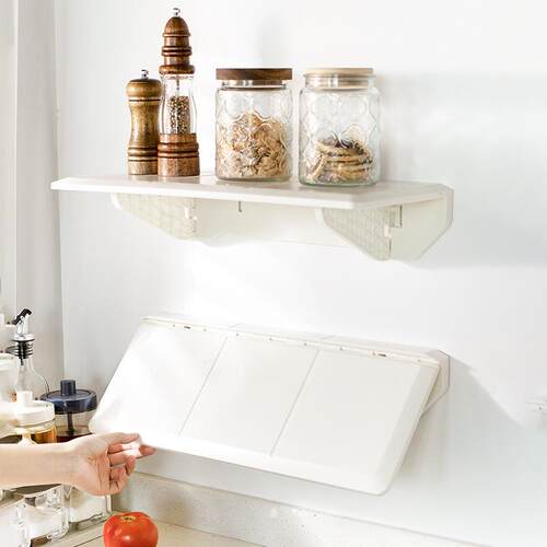 厂家直销厨房浴室折叠壁挂架免打孔承重收纳架一字型墙面置物板