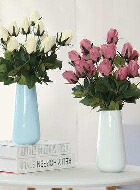 白色大号陶瓷花瓶水养玫瑰鲜花客厅插花摆件现代简约茶桌干花装饰