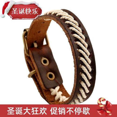Vintage woven cowhide bracelet 复古编织牛皮手链