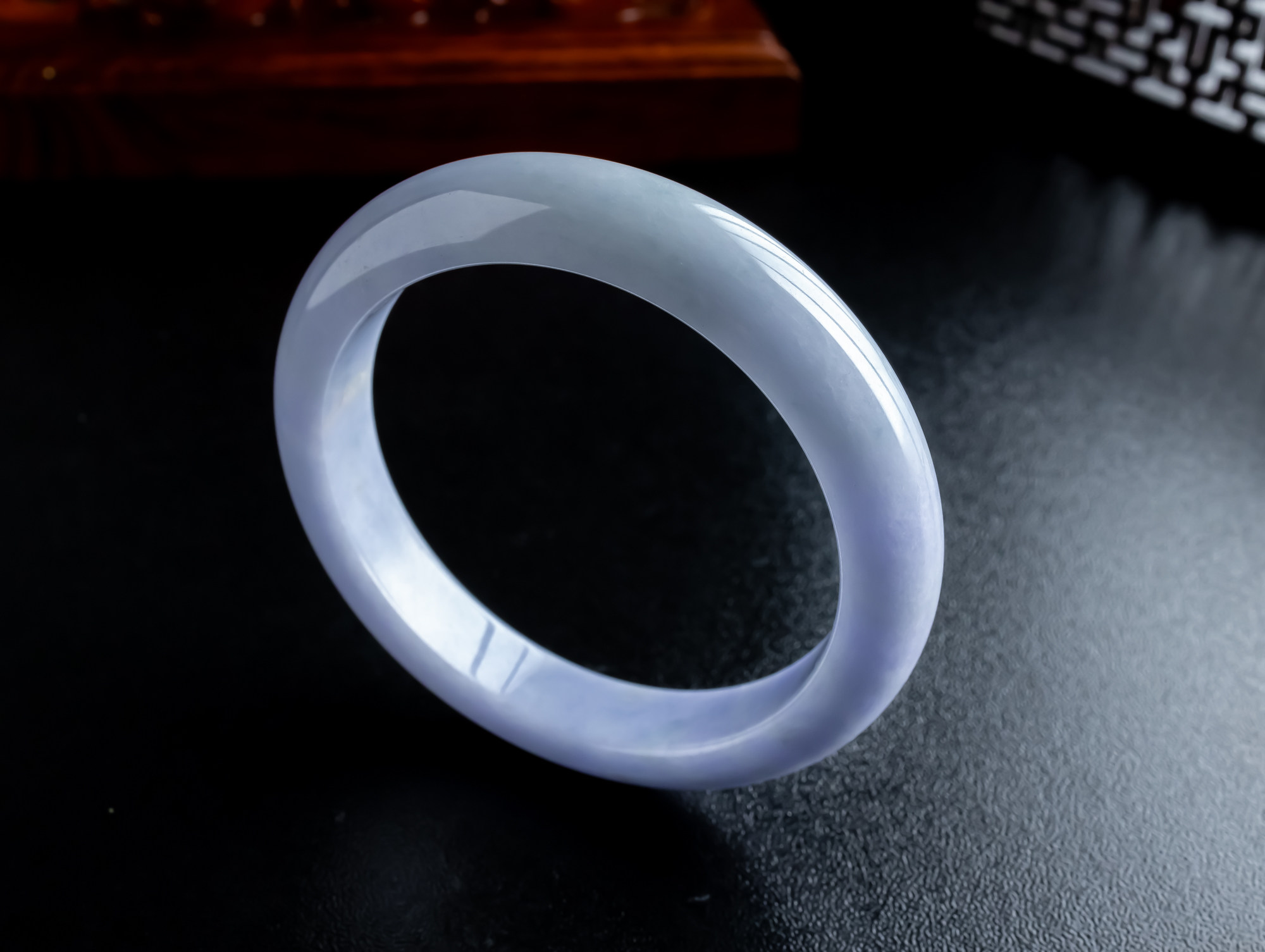 54圈口 天然翡翠玉镯冰细腻气质冰紫罗兰满紫满色正圈手镯 46.84g