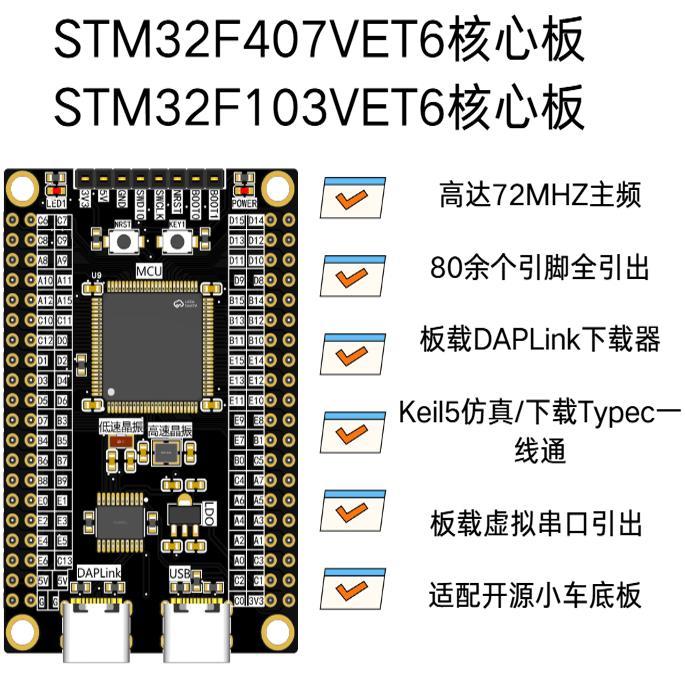 STM32电赛开发板 核心板 板载daplink下载器 一键仿真 F103 F407