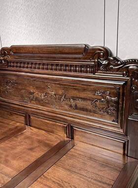 GPX美紫檀木仿古大床全实木床中式明清南雕古典花家用双人卧主1.8