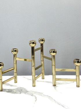 金银色折叠创意金属大理石多头蜡烛台北欧现代摆件样板间软装饰品