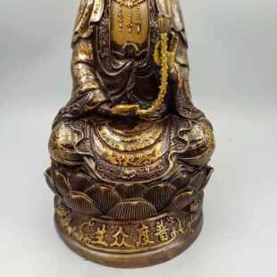 古玩铜器收藏铜摆件艺抱莲观世CND饰音菩萨一尊奉家居装供工品