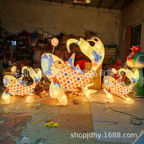 【折扣价】金鱼鲤鱼花灯中秋节元宵节大型炫彩锦鲤金鱼灯笼餐厅古