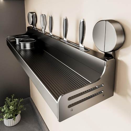 吸盘厨房置物架免打孔壁挂式多功能筷子筒刀架一体用具收纳调料架