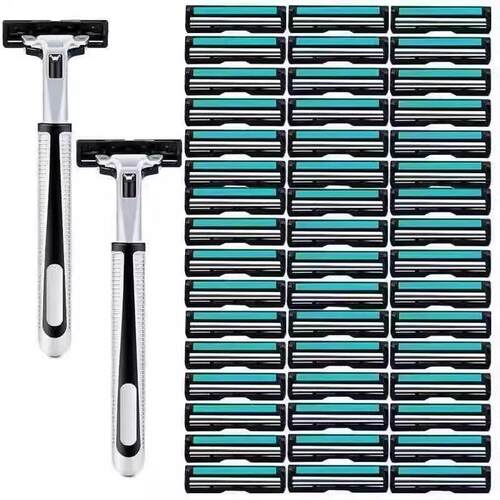 Manual double-edged razor, men's beard shaver, stainless ste