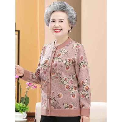 中老年人秋装女外套60岁70妈妈款太太上衣服80奶奶春秋羊毛衣开衫