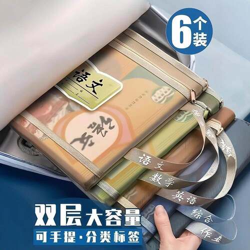 Double-layered Nylon Mesh Document Bag, Subject Organizer, C