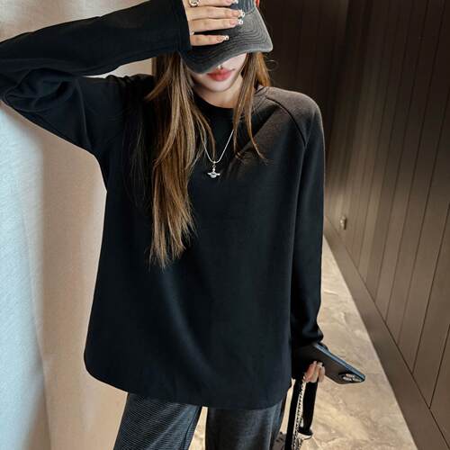 Woolen and thickened base shirt, women's raglan sleeved