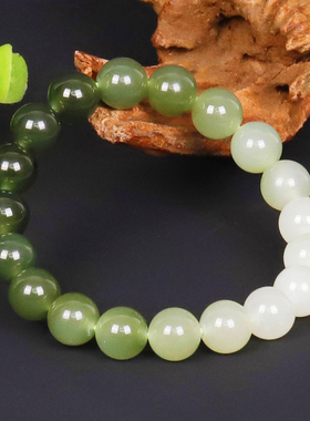 天然和田玉晴水色清新手链保真玉器收藏细腻油润自然10mm重29.4g