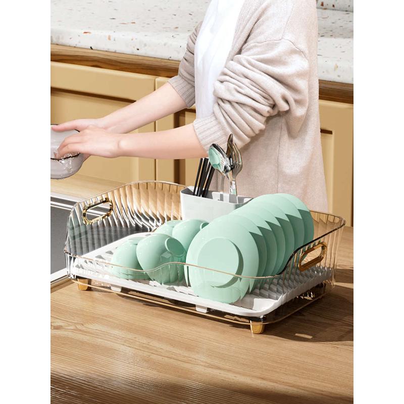 厨房置物架放碗筷收纳盒装碗碟盘家用碗架沥水架台面碗柜收纳架子