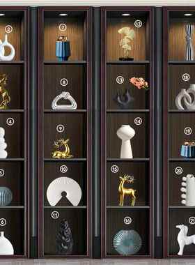 高档室新中式柜件高档轻奢客厅酒电视摆柜茶室博古架办公软装饰品