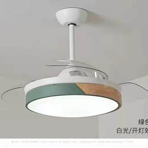 2025年现代隐形风扇灯炫彩LED光源白色轻奢后现代风格厨房餐厅灯