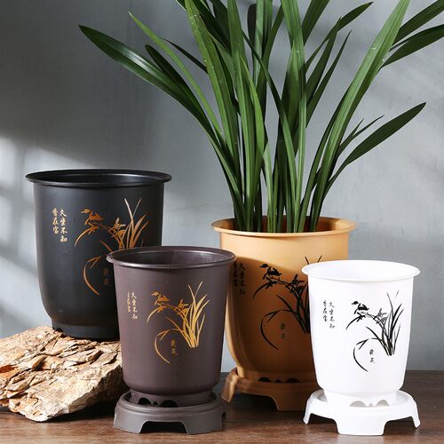 兰花专用盆盆矮新款树脂塑料耐用高腰透气简约仿紫砂兰草君子兰