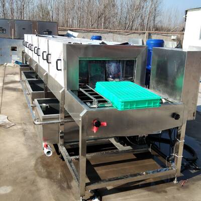 汇康牌新款高压喷淋洗筐机隧道风干式料筐洗污机塑料箱除污设备