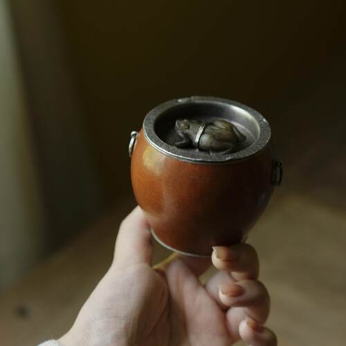 老葫芦纯锡小建水 茶洗 茶水碗 水盂 茶道零配用具 复古文玩