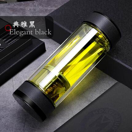 茶水分离杯双层玻璃杯商务水杯便携过滤泡茶杯子礼品办公温显