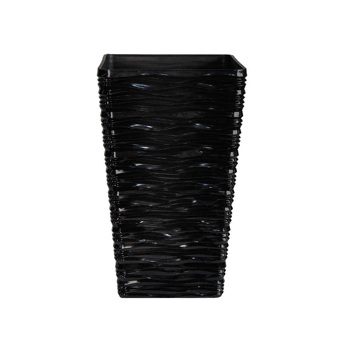 客厅门口装饰中大号树脂花盆高方水波纹塑料高档仿陶瓷轻便花盆