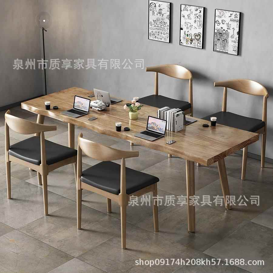 现代客厅实木大书桌简约电桌脑写卧室学313习用字台办公桌家长条
