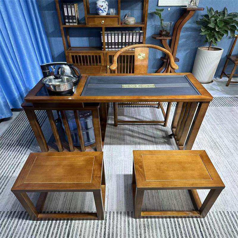 新中式乌金木一体式实木茶桌茶具套装茶台办公室泡茶家用茶桌椅