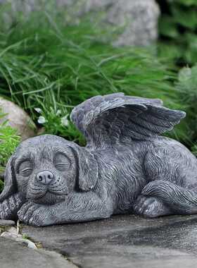 新款直销树脂雕像宠物墓碑动物摆件纪念石花园工艺品天使猫狗宠物