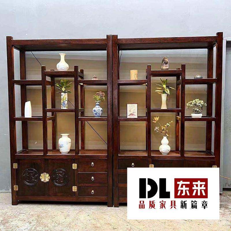 老船木博古架实木货架中式茶叶架多宝阁办公室展示客厅玄关隔断柜