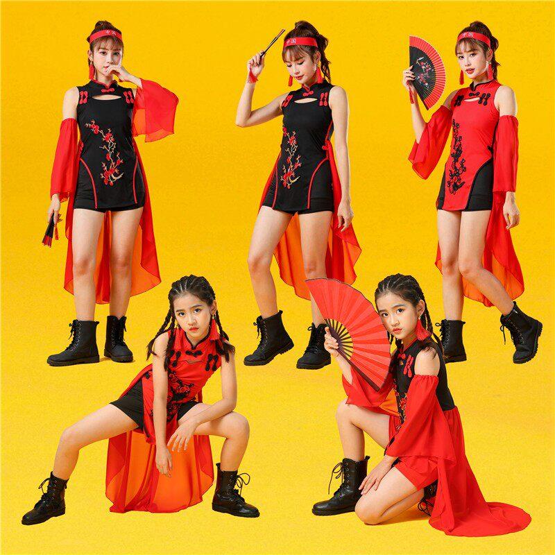 儿童走秀潮服六一女童演出服啦啦操运动会表演服爵士舞台舞蹈服