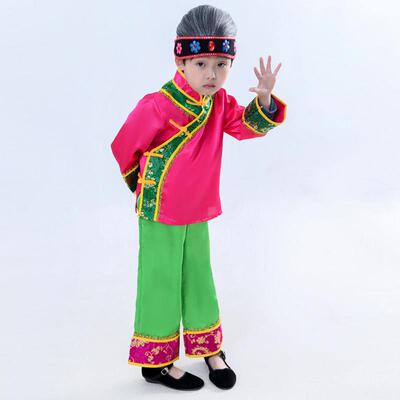 幼儿园老太太演出服儿童六一拐杖媒婆服装叫一声二奶奶搞笑媒婆服