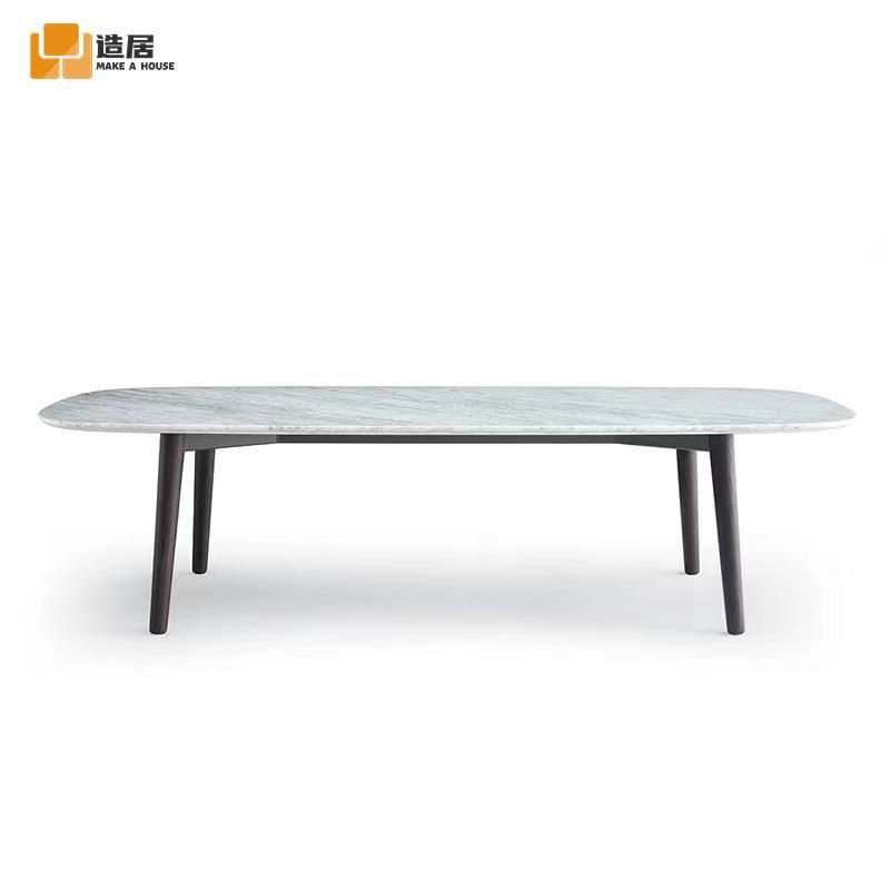 北欧轻奢实木大理石餐桌现代简约设计小户型家用餐厅长椭圆餐桌