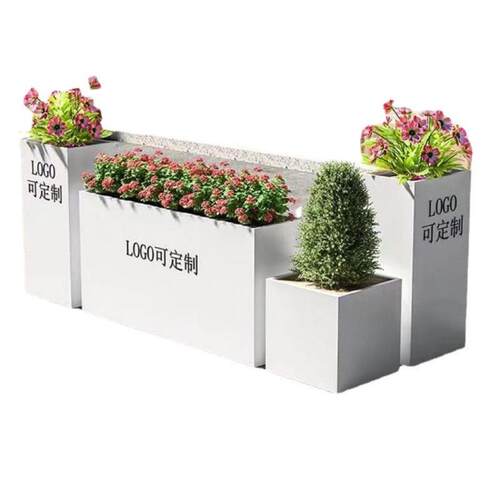 不锈钢户外花箱铁艺花槽商业街组合花架广场树箱外摆移动花坛