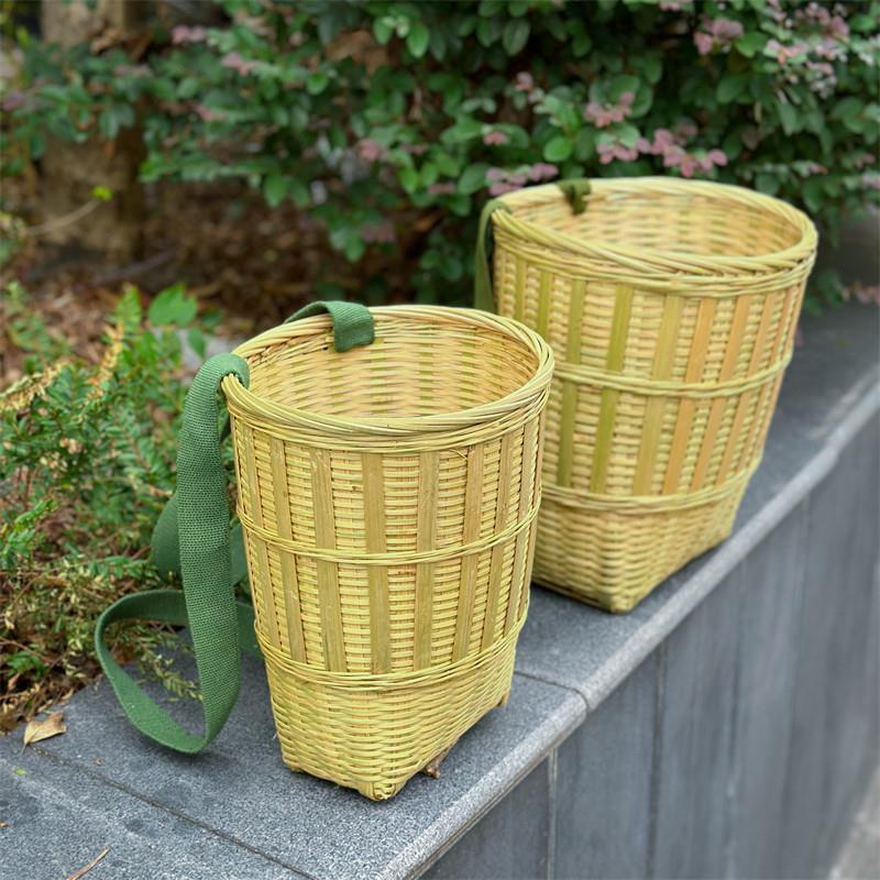 竹编竹背篓买菜商场竹筐背箩筐采茶大号舞蹈道具采摘茶萝篓