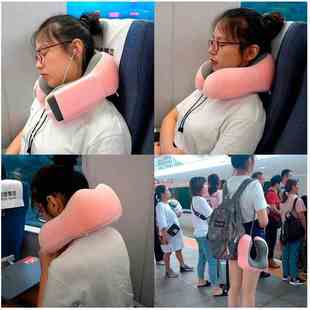 纯色旅行护颈枕午睡飞机颈枕航空旅行套装型记忆棉护颈枕形靠枕