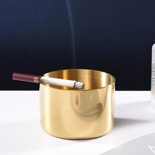 现代简约不锈钢烟灰缸创意潮流多功能大号烟缸卧室客厅家用焑灰缸