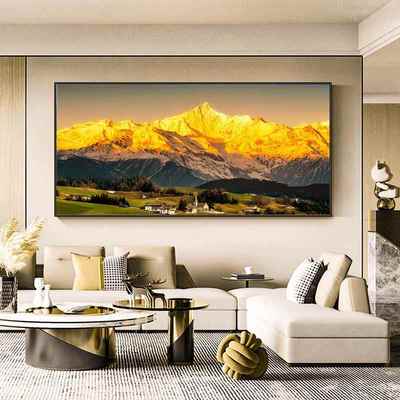 202新款6009风景画日照金山客厅横幅视背景装墙饰5画挂画轻奢电壁
