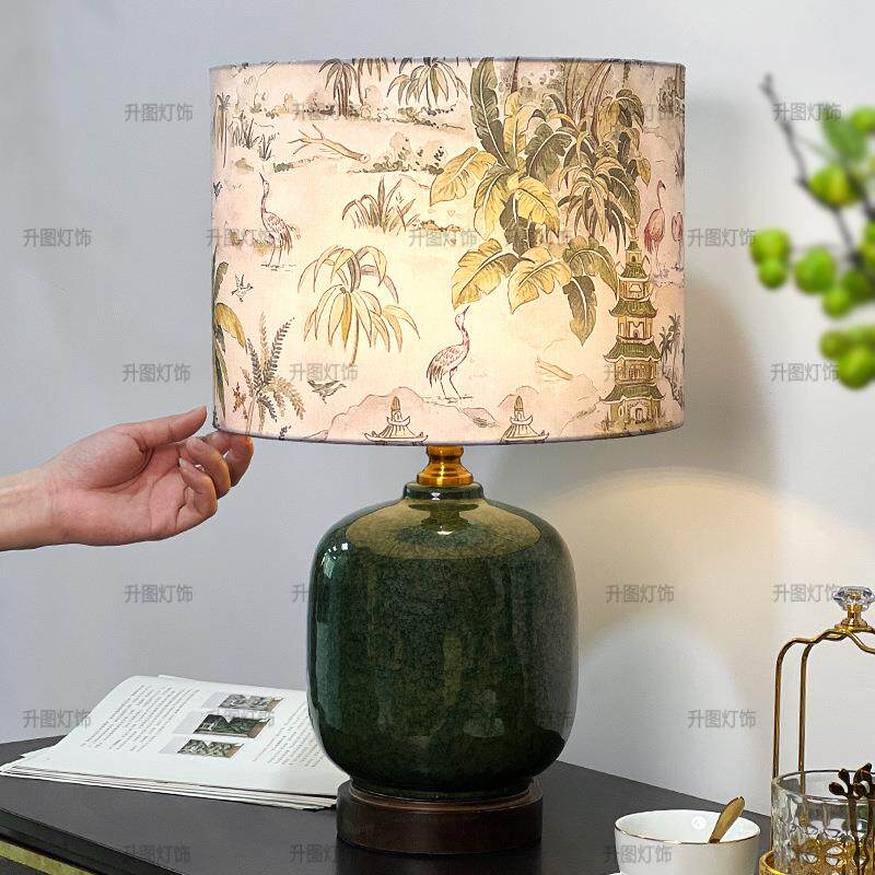 美式高端陶瓷台灯卧室床头柜简约现代高级感家用客厅装饰氛围灯