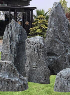 彷真石头造景装饰假山石园林景观摆件拍摄道具庭院空心玻璃钢材质