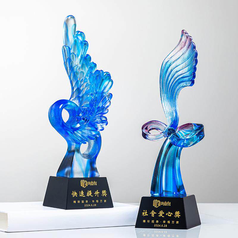 2025琉璃奖杯水晶创意高档大气公司年会颁奖优秀员工奖牌彩色琉璃